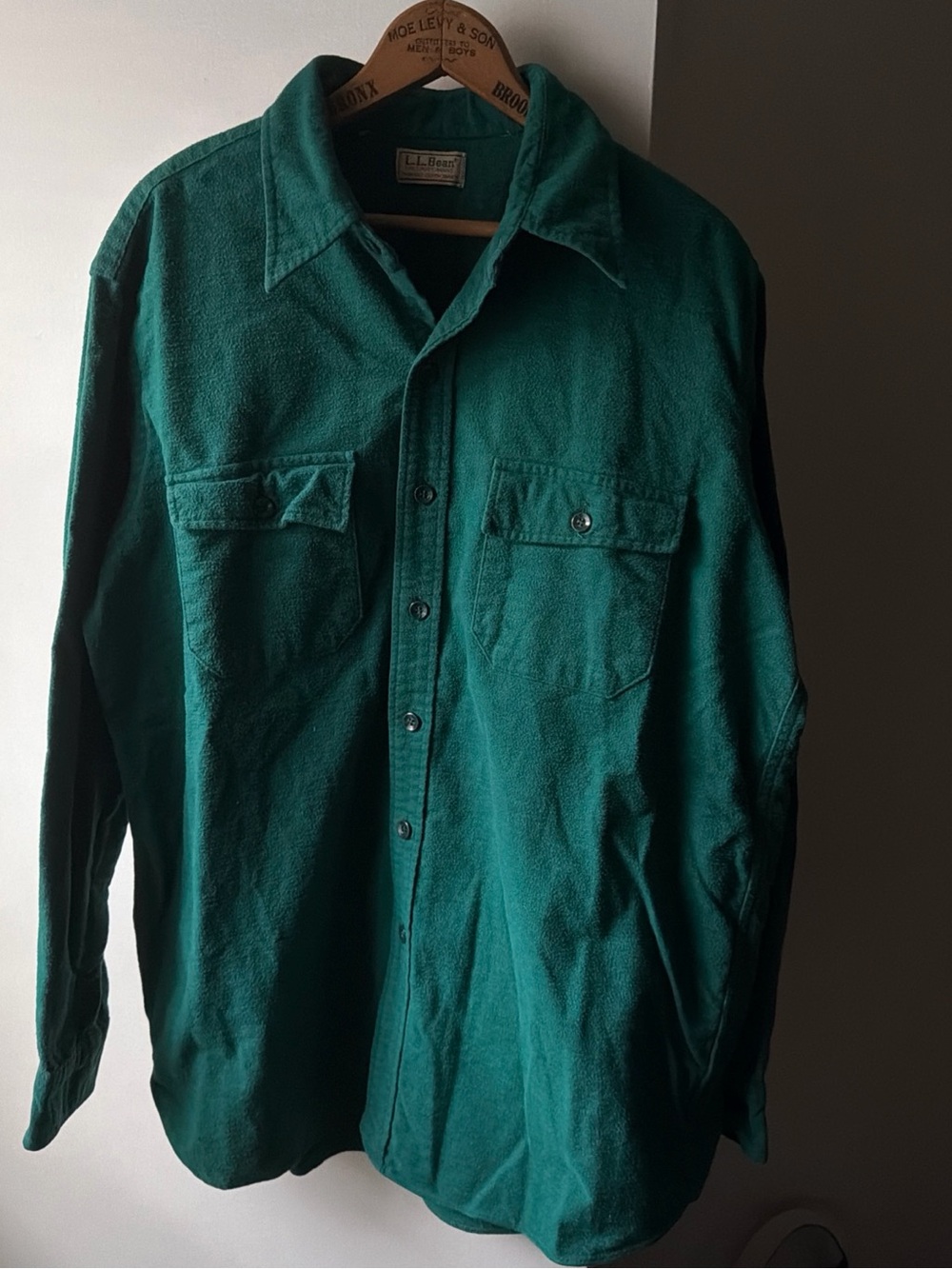 Vintage LL Bean Chamois Cloth Shirt Mens Size XL Green Button Up Made In USA 80s